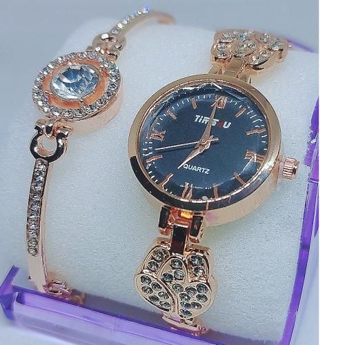 2 in 1 fashion wrist watch for ladies + bracelet