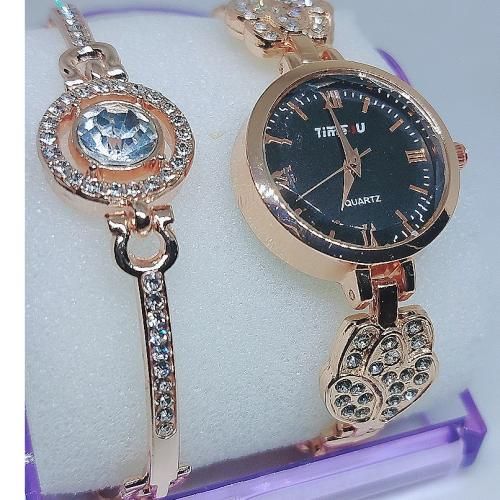 2 in 1 fashion wrist watch for ladies + bracelet